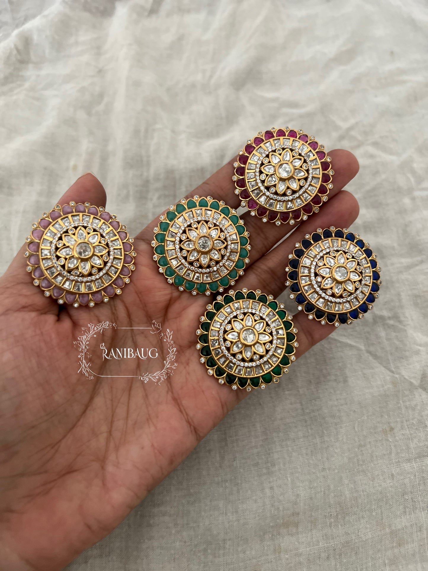 Rasika Polki Oversized Gold Plated Statement Ring By Ranibaug