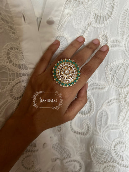Rasika Polki Oversized Gold Plated Statement Ring By Ranibaug