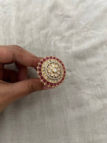 Rasika Polki Oversized Gold Plated Statement Ring By Ranibaug