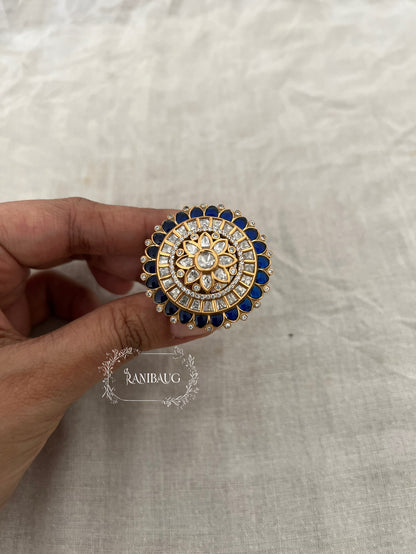 Rasika Polki Oversized Gold Plated Statement Ring By Ranibaug