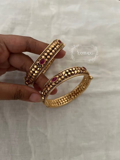 Ratika Vintage Gold Finish Temple Heritage Bangle Set By Ranibaug