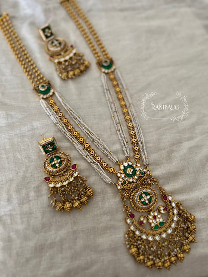 Raveena Meenakari Inspired Temple Traditional Indian Heritage Jewelry Set By Ranibaug