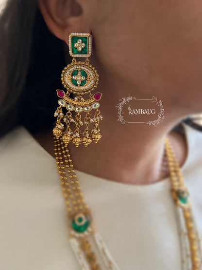 Raveena Meenakari Inspired Temple Traditional Indian Heritage Jewelry Set By Ranibaug