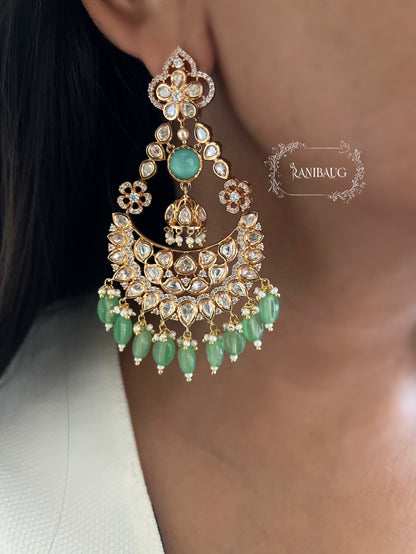 Reet Gold Plated Polki Kundan Drop Earrings | Ranibaug