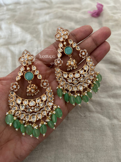 Reet Gold Plated Polki Kundan Drop Earrings | Ranibaug