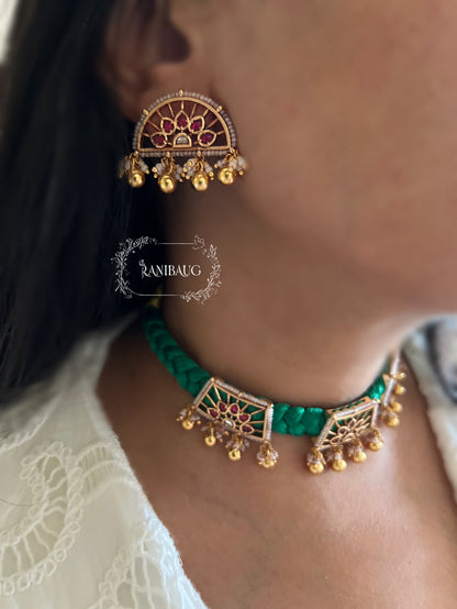 Resham Gold Plated Heritage Necklace Set In Silk By Ranibaug | Unique Heritage And Contemporary Indian Traditional Jewellery Set