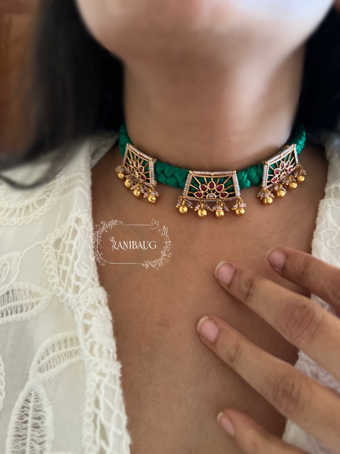 Resham Gold Plated Heritage Necklace Set In Silk By Ranibaug | Unique Heritage And Contemporary Indian Traditional Jewellery Set