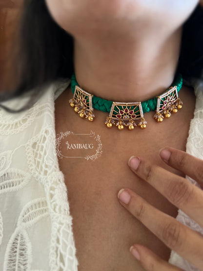 Resham Gold Plated Heritage Necklace Set In Silk By Ranibaug | Unique Heritage And Contemporary Indian Traditional Jewellery Set