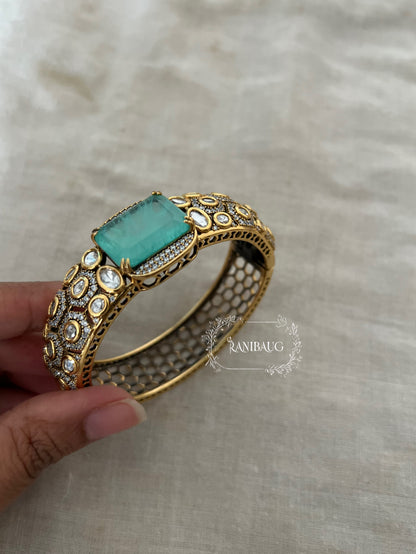 Revati Polki Kundan Gold Finish Royal Indian Statement Bracelet By Ranibaug