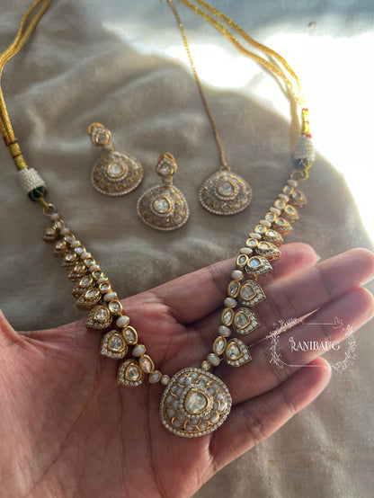 Rhea Heritage Inspired Enamel Polki Gold Finish Necklace Jewellery Set By Ranibaug