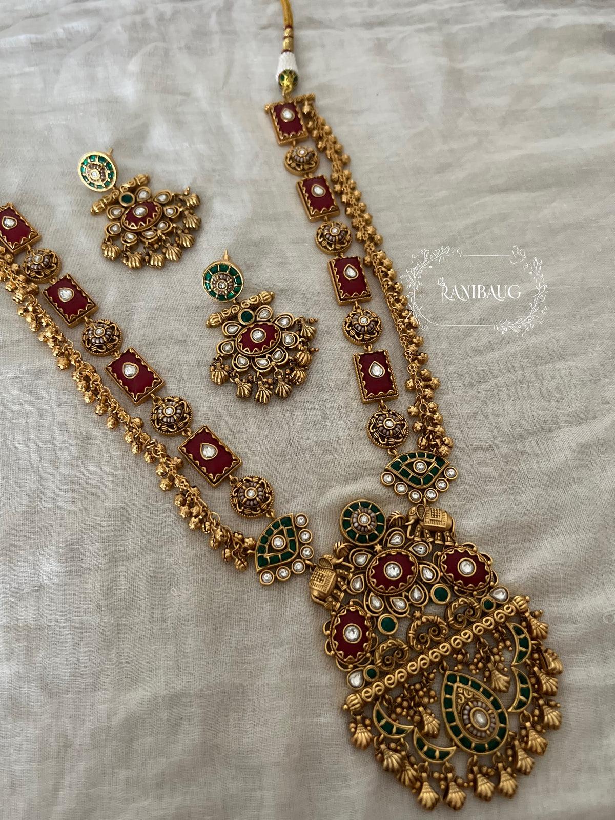Riddhima Gold Finish Designer Heritage Necklace Set By Ranibaug