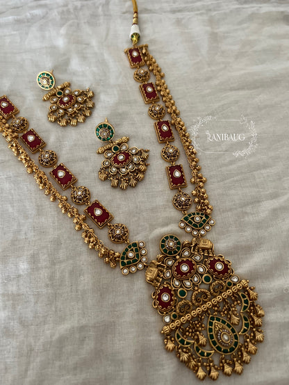 Riddhima Gold Finish Designer Heritage Necklace Set By Ranibaug
