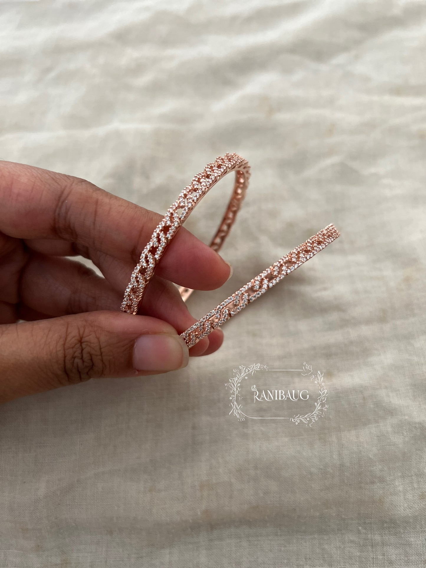 Ridha Rose Gold Celeste Diamond Bangles Jewelry By Ranibaug