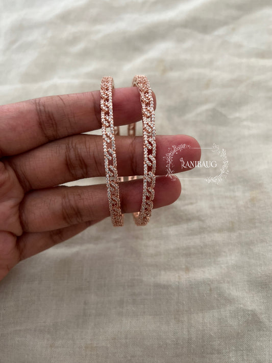 Ridha Rose Gold Celeste Diamond Bangles Jewelry By Ranibaug