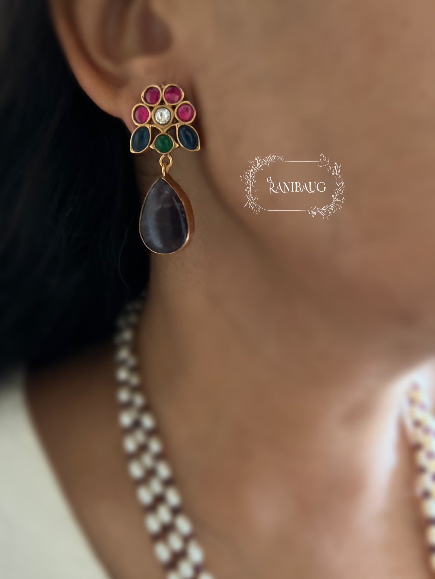 Ridhima Moti Saal Kundan And Gemstone Studded Antique Jewellery Set By Ranibaug