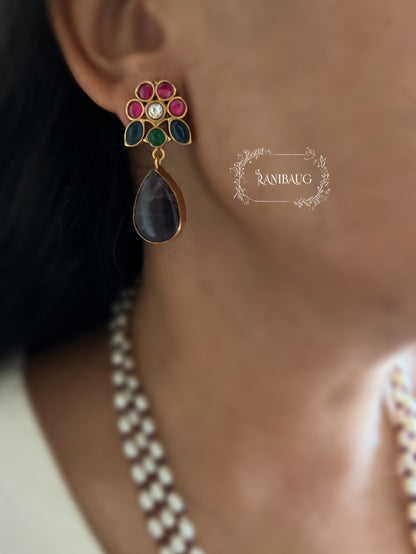 Ridhima Moti Saal Kundan And Gemstone Studded Antique Jewellery Set By Ranibaug