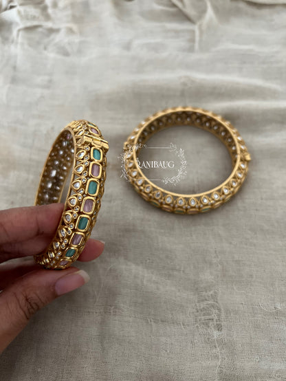 Rikta Punjabi Traditional Bridal Bangles Polki Kundan Studded In Premium Gold Finish By Ranibaug