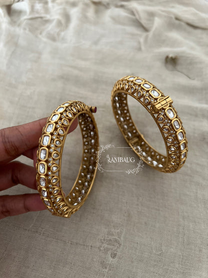 Rikta Punjabi Traditional Bridal Bangles Polki Kundan Studded In Premium Gold Finish By Ranibaug
