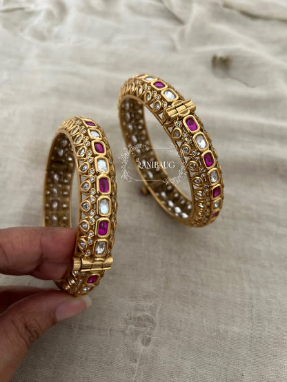 Rikta Punjabi Traditional Bridal Bangles Polki Kundan Studded In Premium Gold Finish By Ranibaug