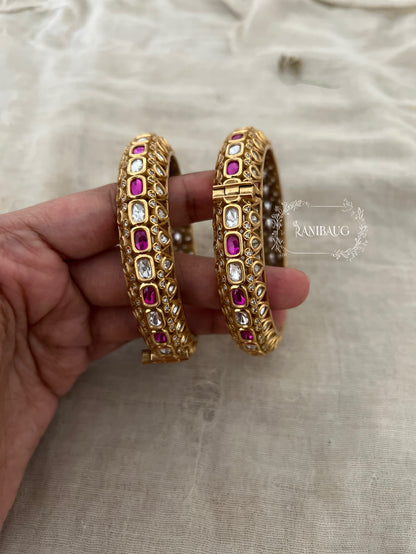 Rikta Punjabi Traditional Bridal Bangles Polki Kundan Studded In Premium Gold Finish By Ranibaug