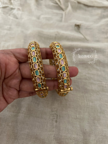 Rikta Punjabi Traditional Bridal Bangles Polki Kundan Studded In Premium Gold Finish By Ranibaug