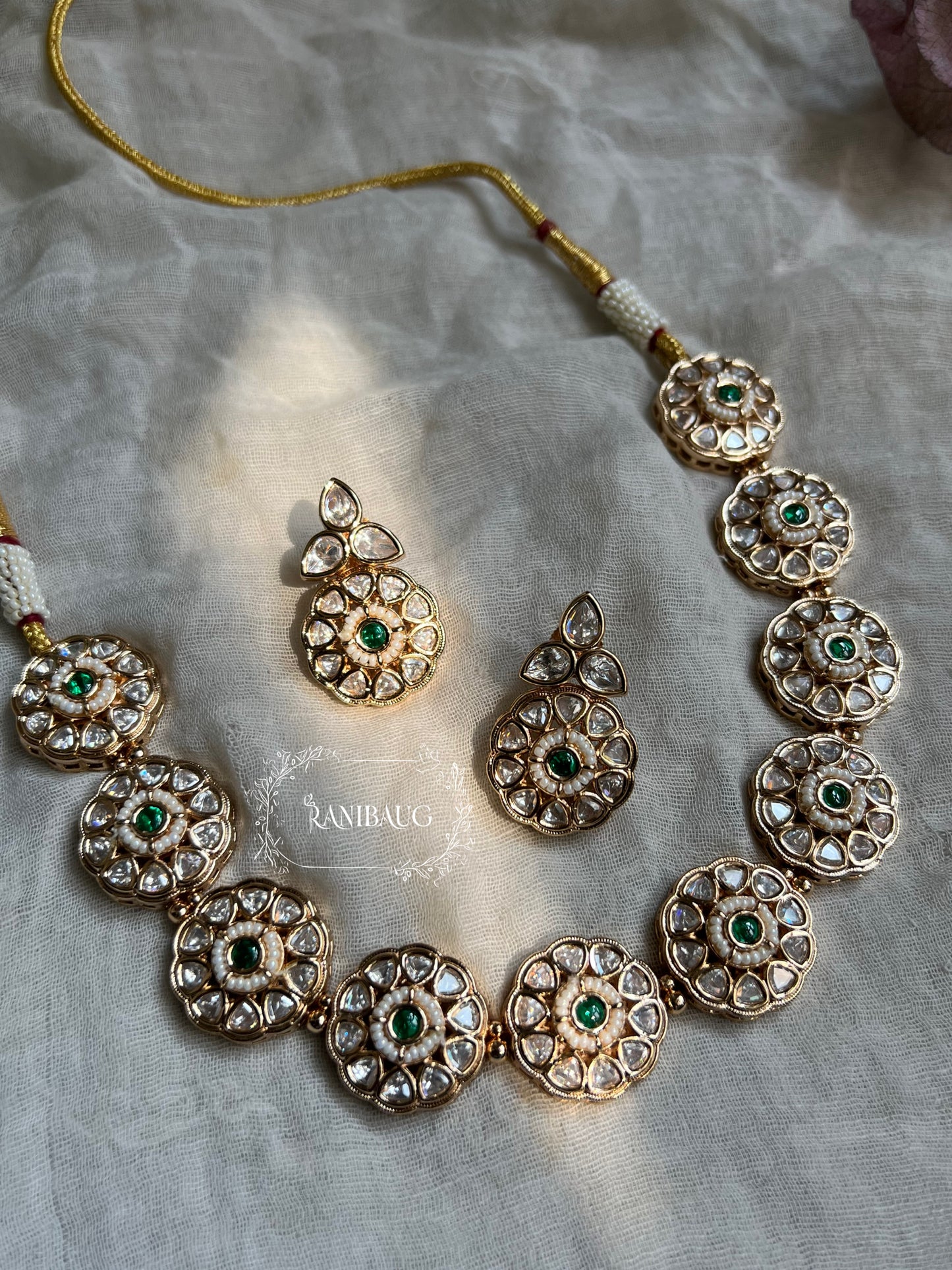 Rikta Rajasthani Polki Kunsan Jewelry Set By Ranibaug