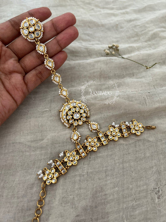 Rishika Kundan Hath Phool Bracelet | Ranibaug