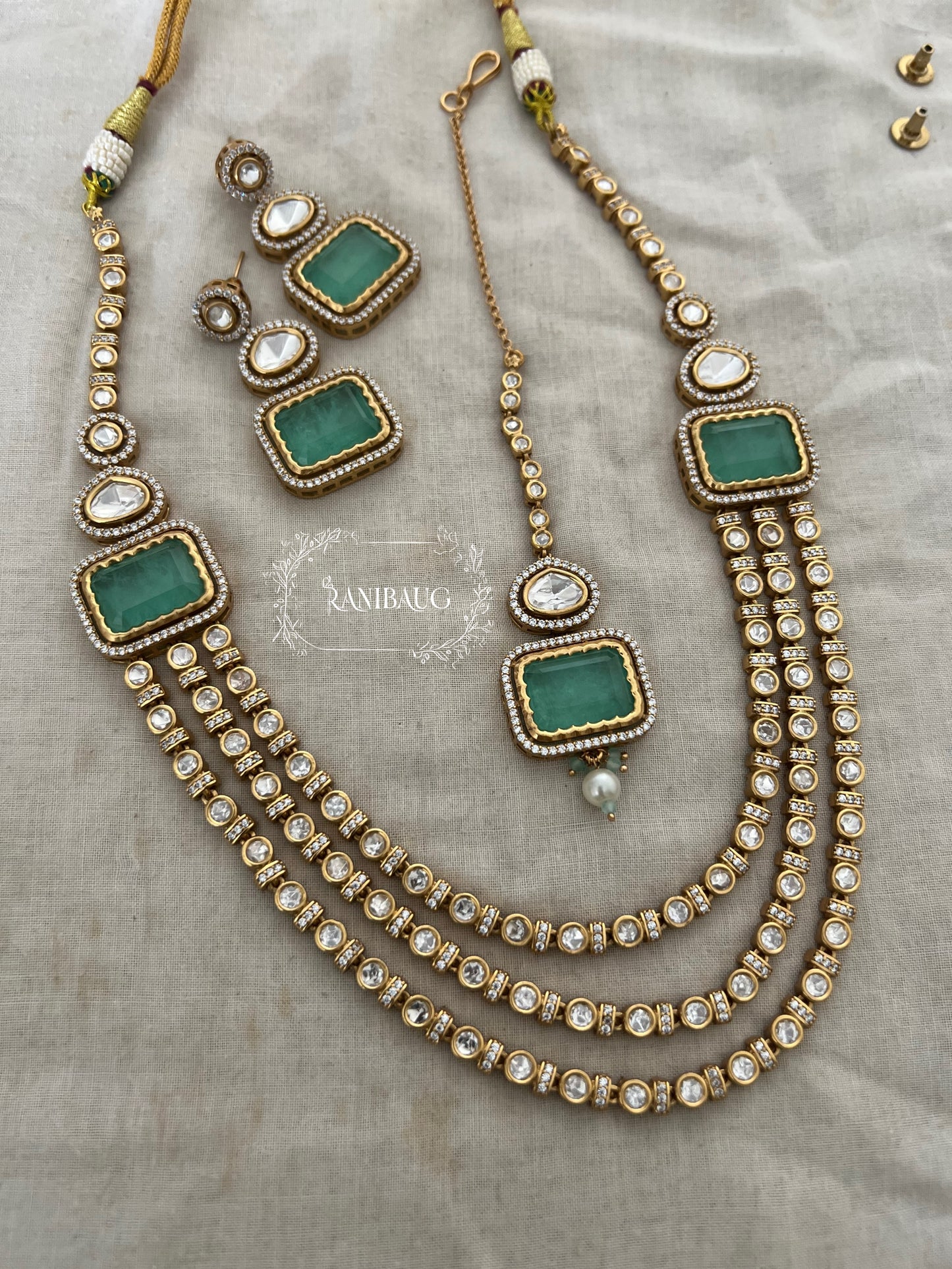 Rishika Layered Polki Kundan Gold Plated Antique Necklace Jewellery Set By Ranibaug | 2025 Trending Jewellery