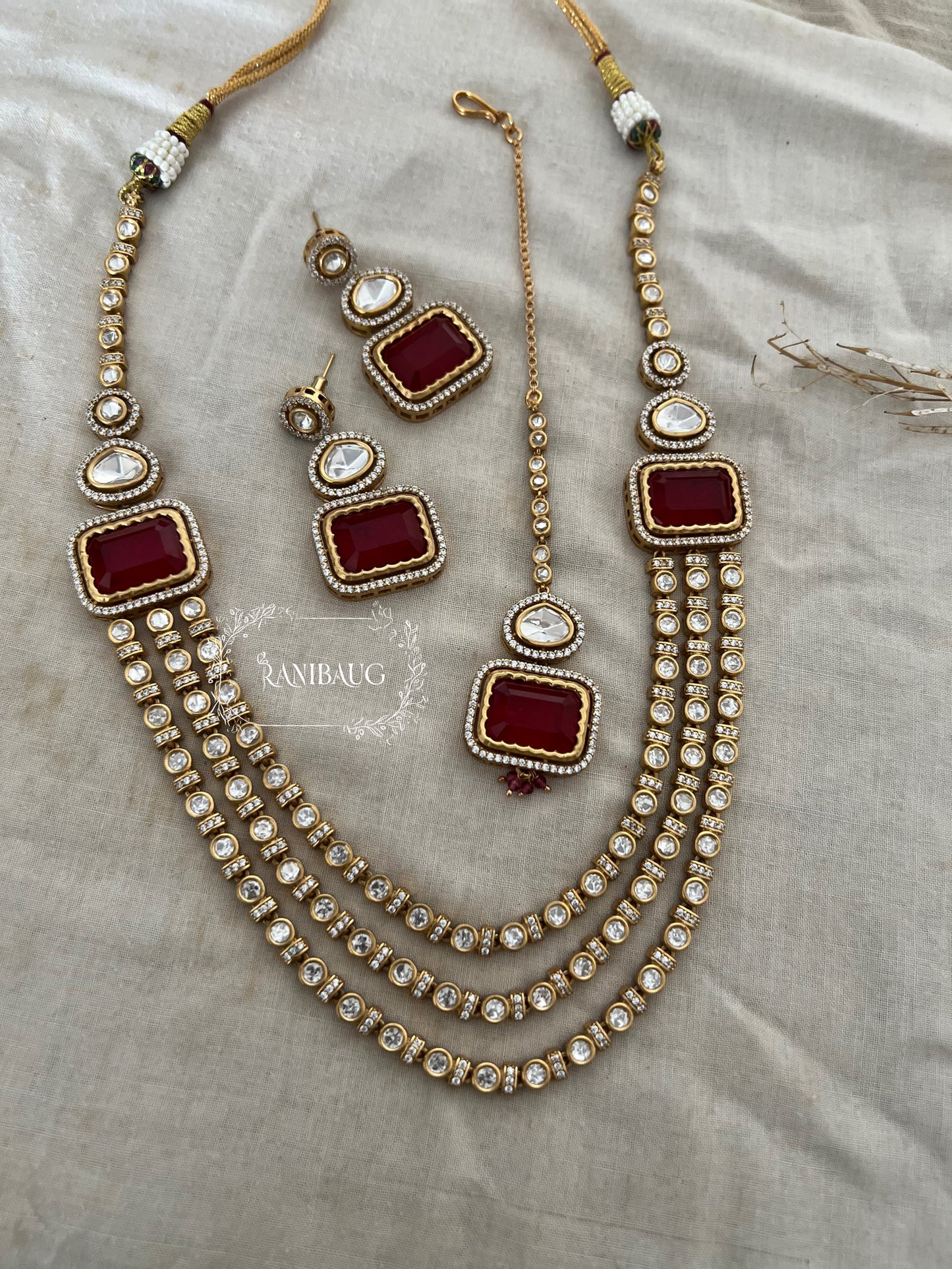 Rishika Layered Polki Kundan Gold Plated Antique Necklace Jewellery Set By Ranibaug | 2025 Trending Jewellery