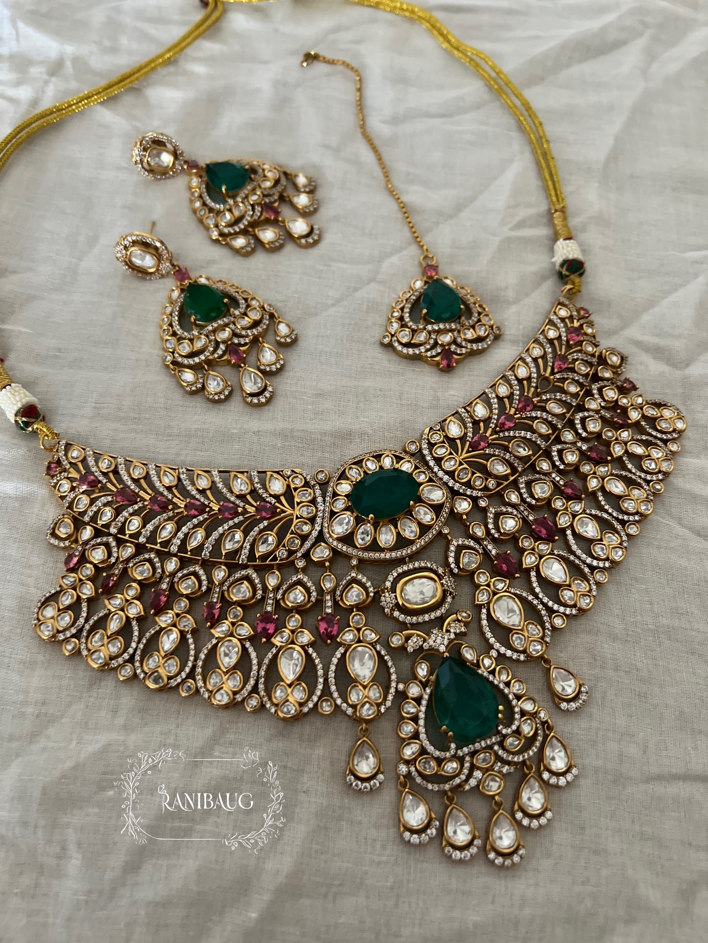 Rishika Polki Kundan Gold Finish Rich Bridal Necklace Set With Maang Tikka Jewelry By Ranibaug | The Royal Wedding Collection 2026