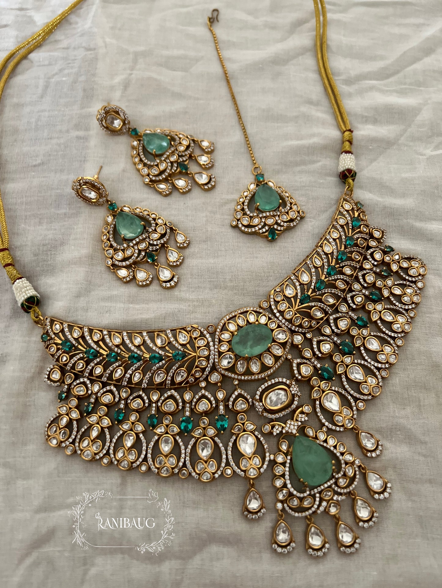 Rishika Polki Kundan Gold Finish Rich Bridal Necklace Set With Maang Tikka Jewelry By Ranibaug | The Royal Wedding Collection 2026
