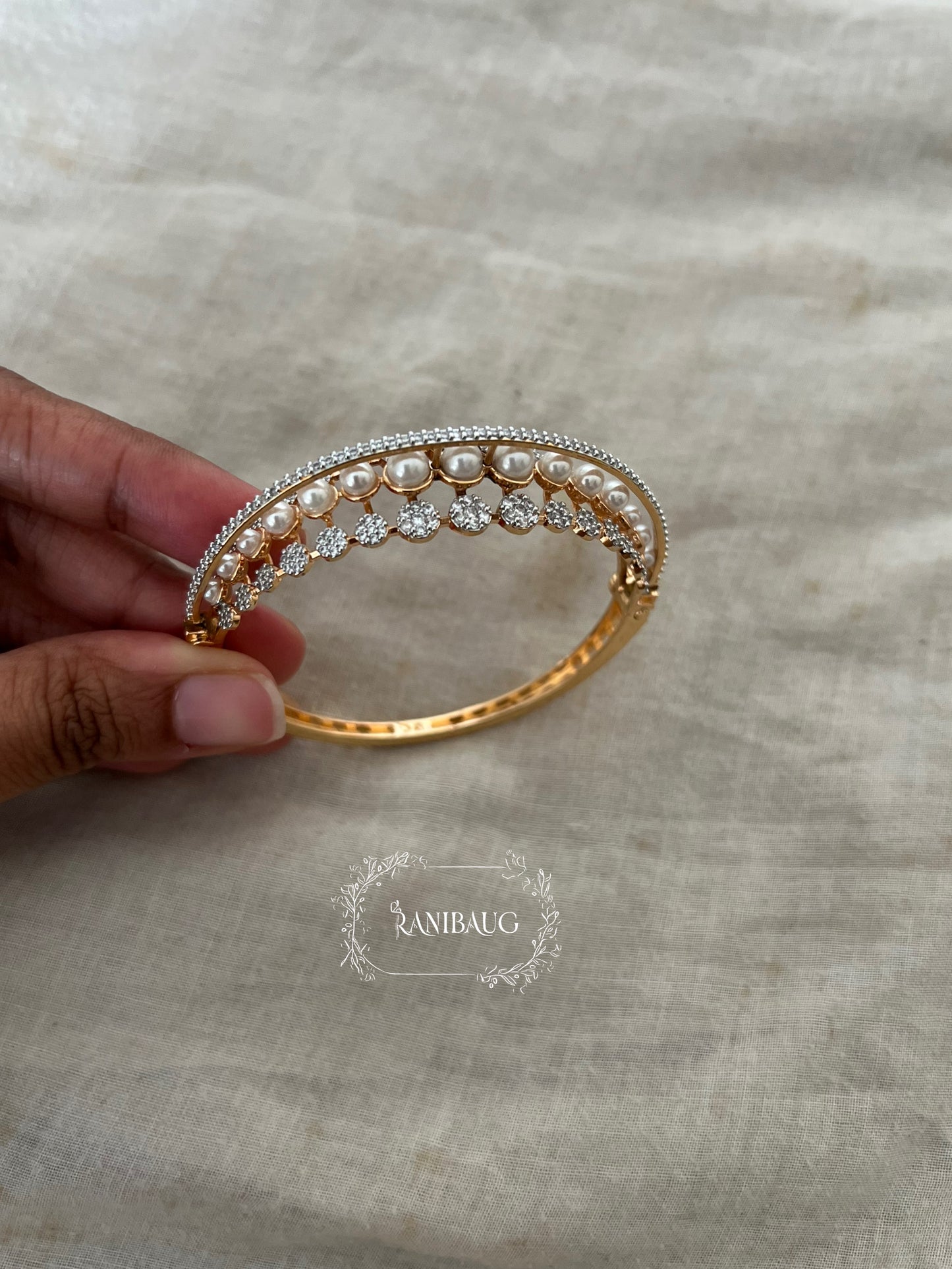Rishvi Pearl Diamond Luxe Designer Bracelet Jewelry By Ranibaug