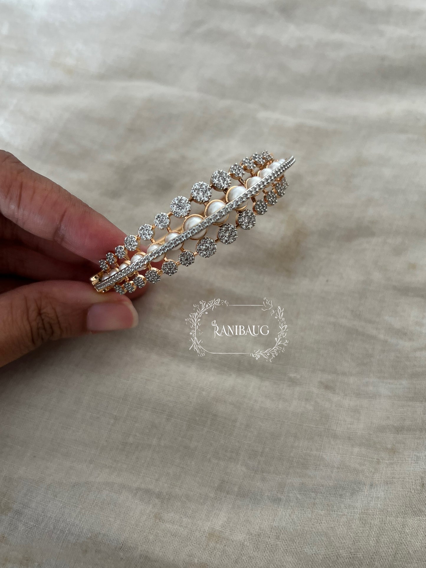 Rishvi Pearl Diamond Luxe Designer Bracelet Jewelry By Ranibaug