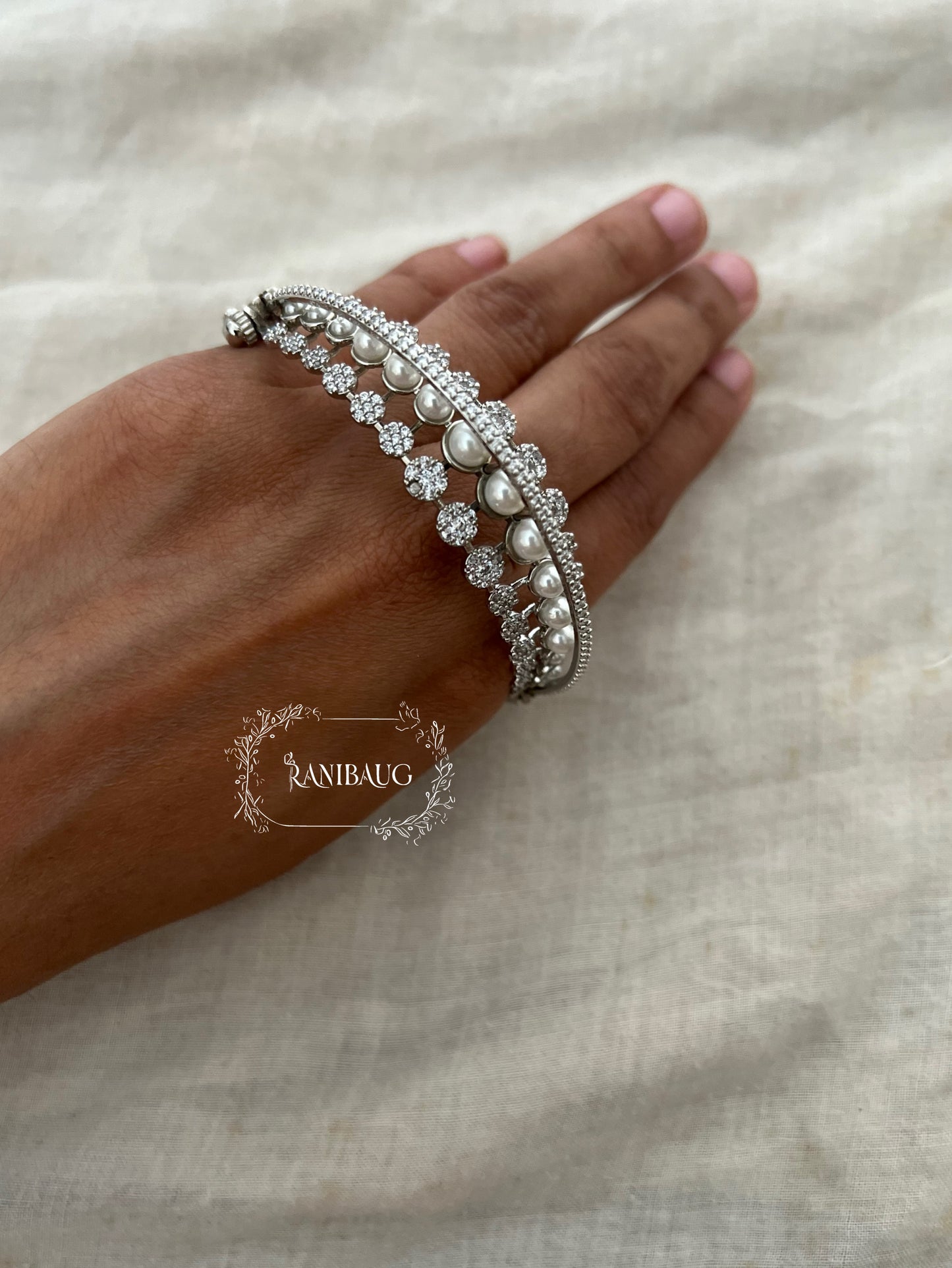 Rishvi Pearl Diamond Luxe Designer Bracelet Jewelry By Ranibaug