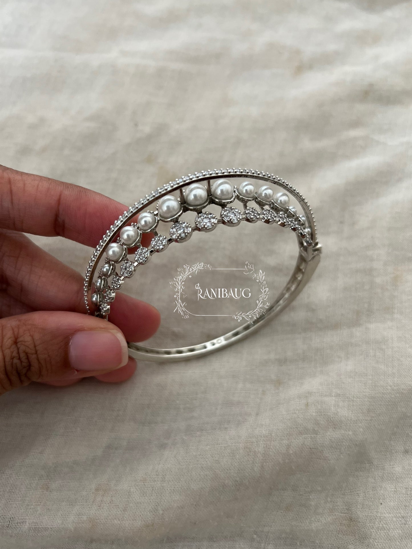 Rishvi Pearl Diamond Luxe Designer Bracelet Jewelry By Ranibaug