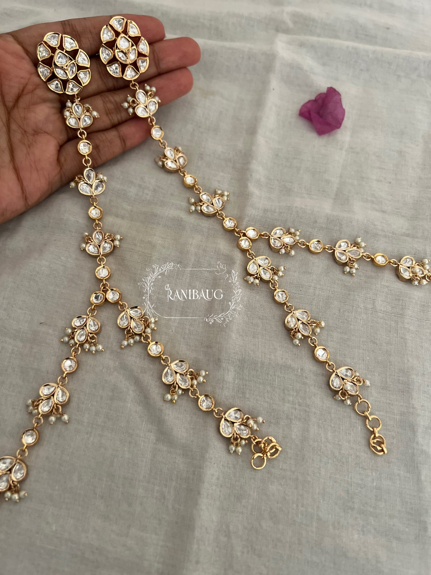 Ritu Premium Gold Finish Polki Studded Bridal Hathphool | Ranibaug