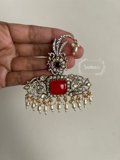 Ronak Premium Gold Finish Zirconia Studded Pearl Fringe Kalgi Jewelry For Groom By Ranibaug