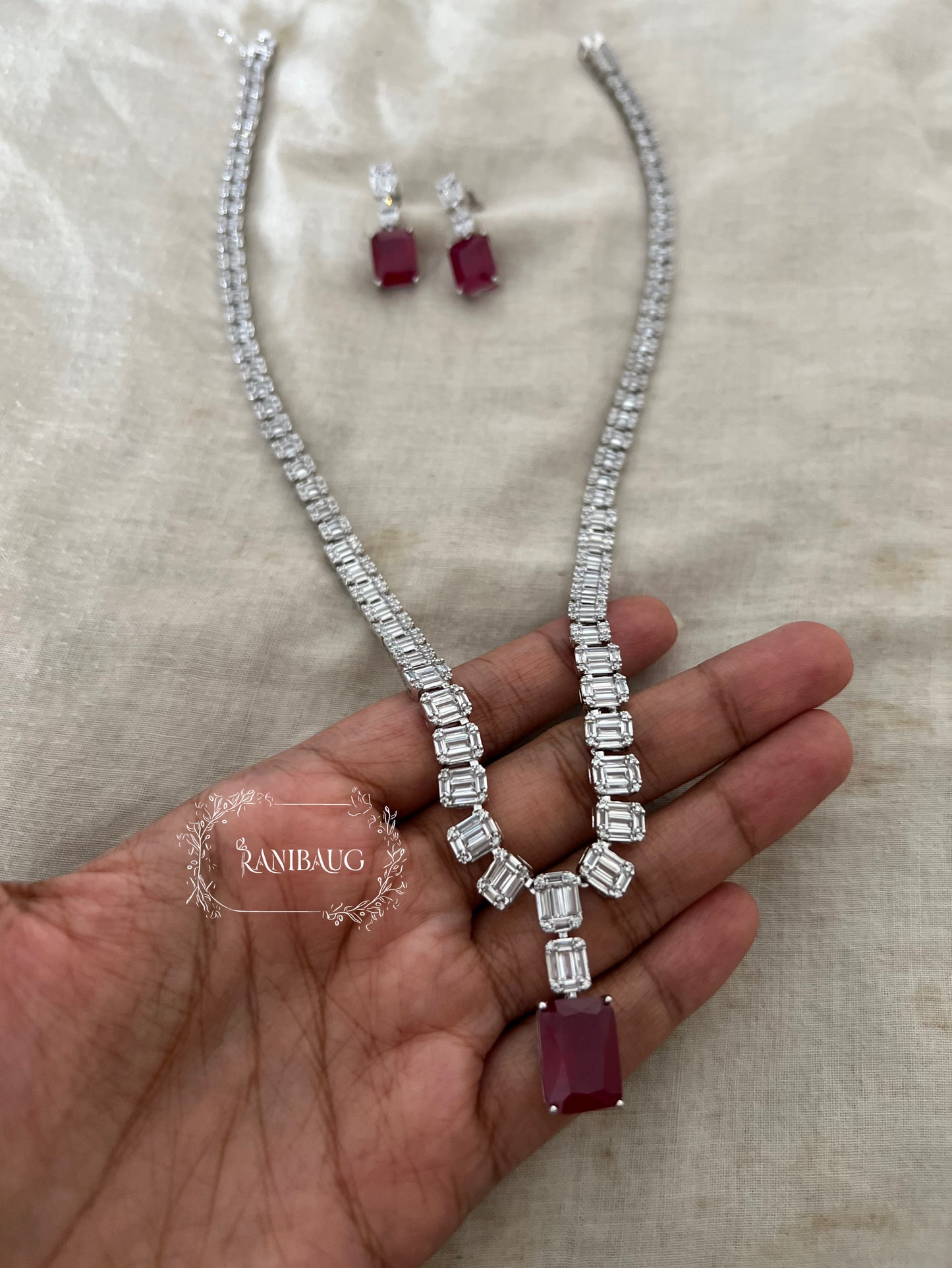 Rubina Diamond Royale Necklace Jewelry Set By Ranibaug
