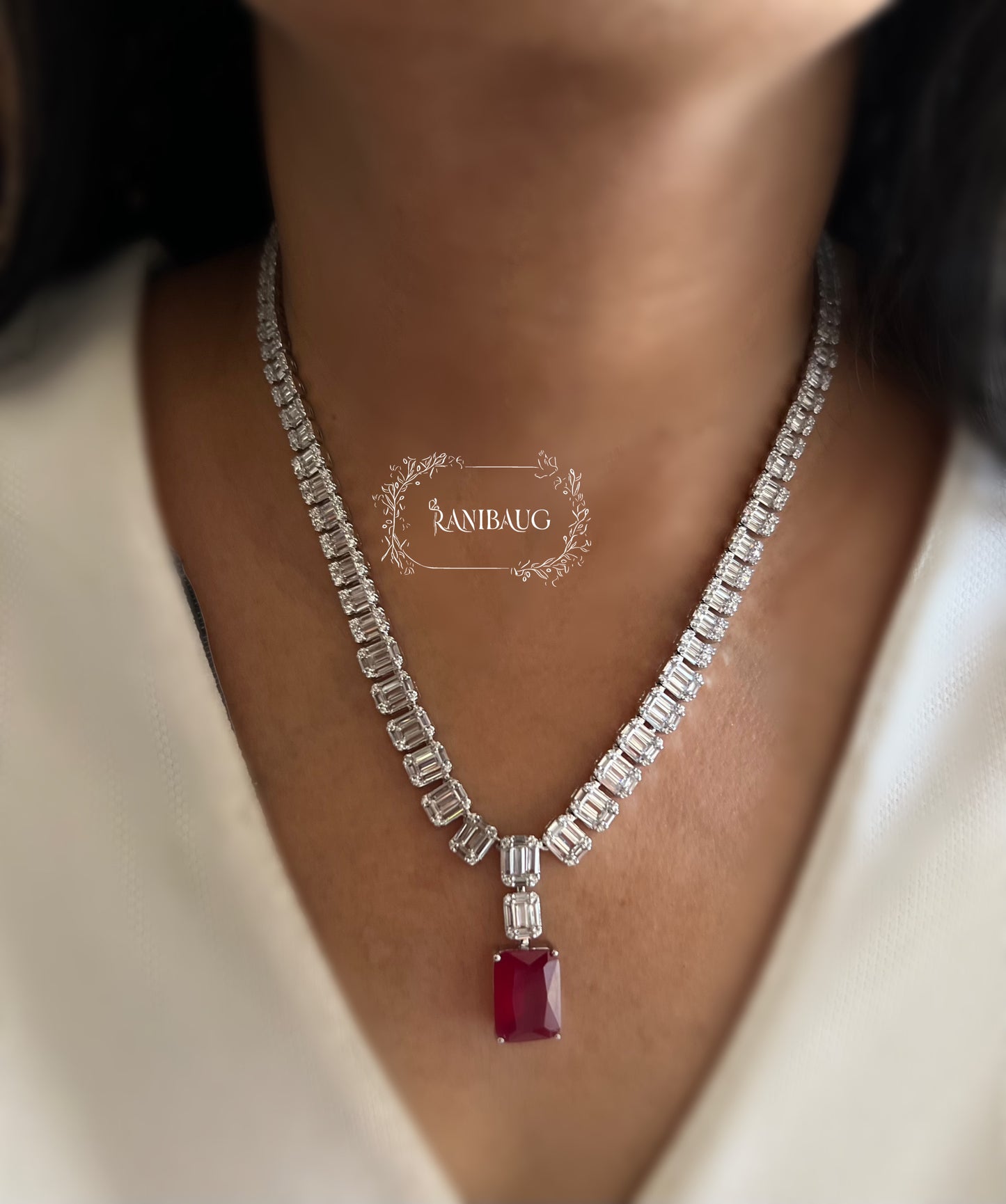 Rubina Diamond Royale Necklace Jewelry Set By Ranibaug
