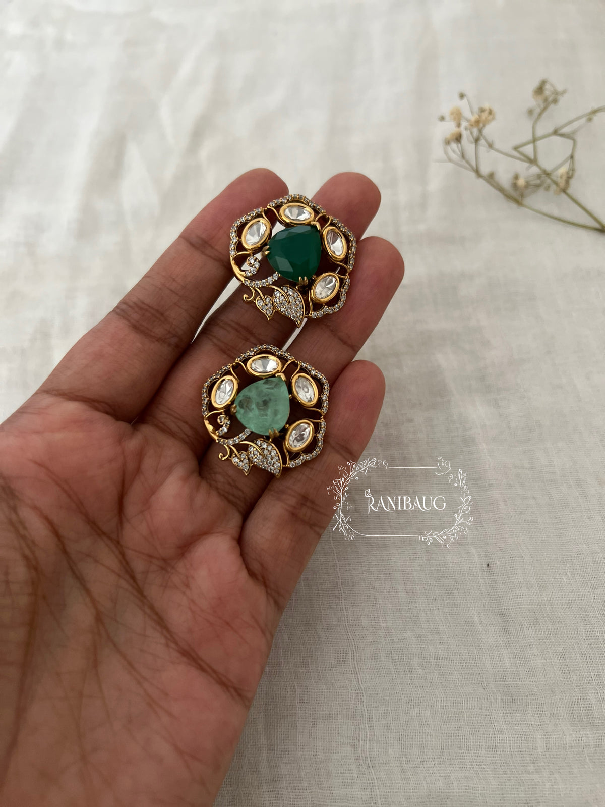 Rudra Polki Kundan Floral Motif Gold Finish Statement Ring By Ranibaug