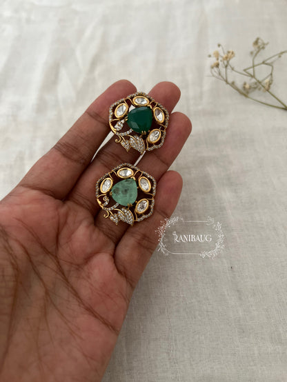 Rudra Polki Kundan Floral Motif Gold Finish Statement Ring By Ranibaug