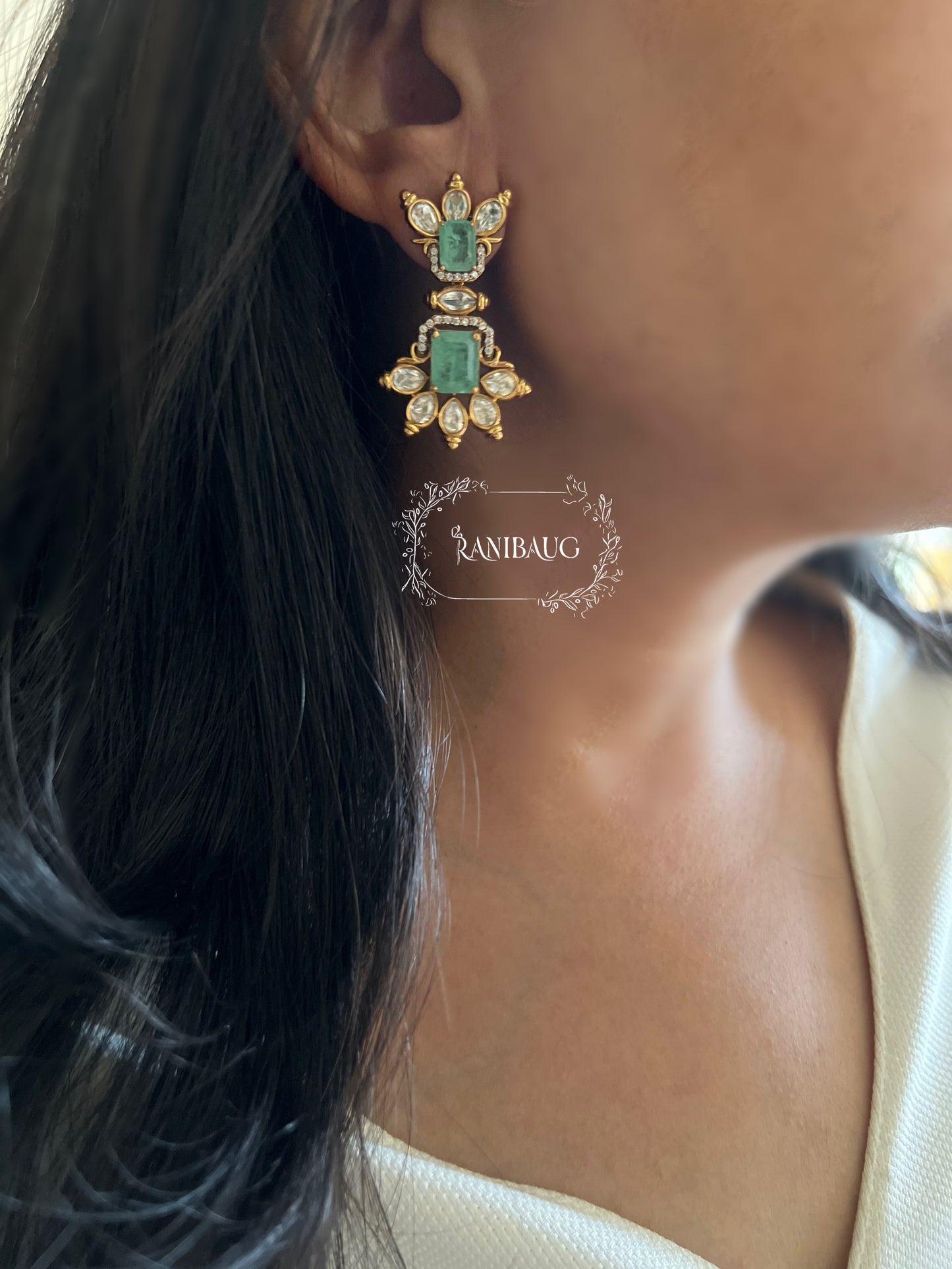 Rudra Victorian Polki Drop Earrings By Ranibaug | Wedding Collection 2026