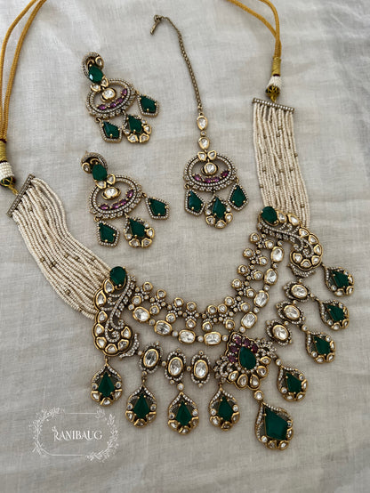 Ruhanee Polki Layered Royal Wedding Necklace Set With Maang Tikka By Ranibaug | The Royal Wedding Collection 2026