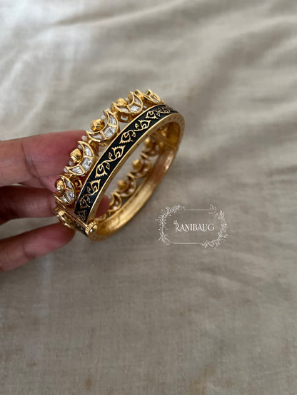 Ruhani Meenakari Rich Gold Floral Vines Kundan Bangle Jewelry By Ranibaug