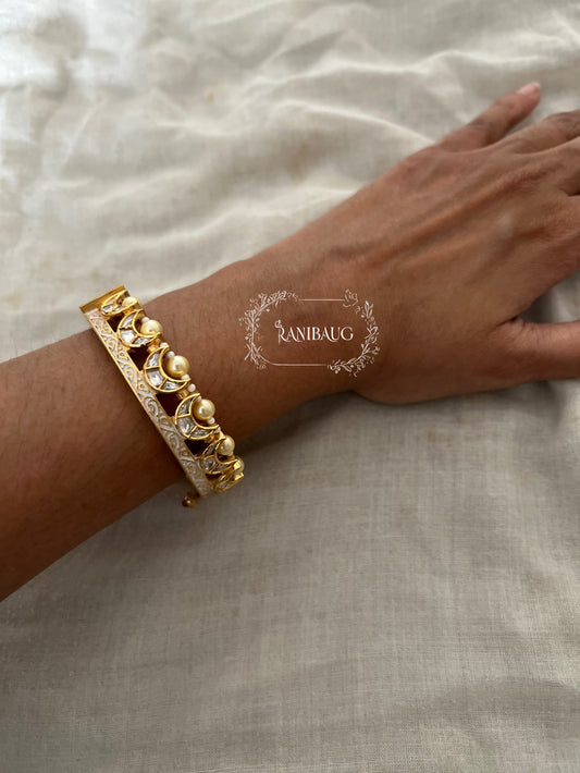 Ruhani Meenakari Rich Gold Floral Vines Kundan Bangle Jewelry By Ranibaug