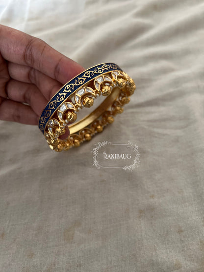 Ruhani Meenakari Rich Gold Floral Vines Kundan Bangle Jewelry By Ranibaug