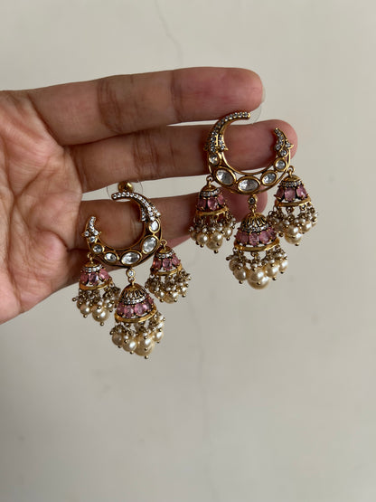 Ruhani Polki Kundan Chandbali With Dangling Pearl Jhumkas | Ranibaug