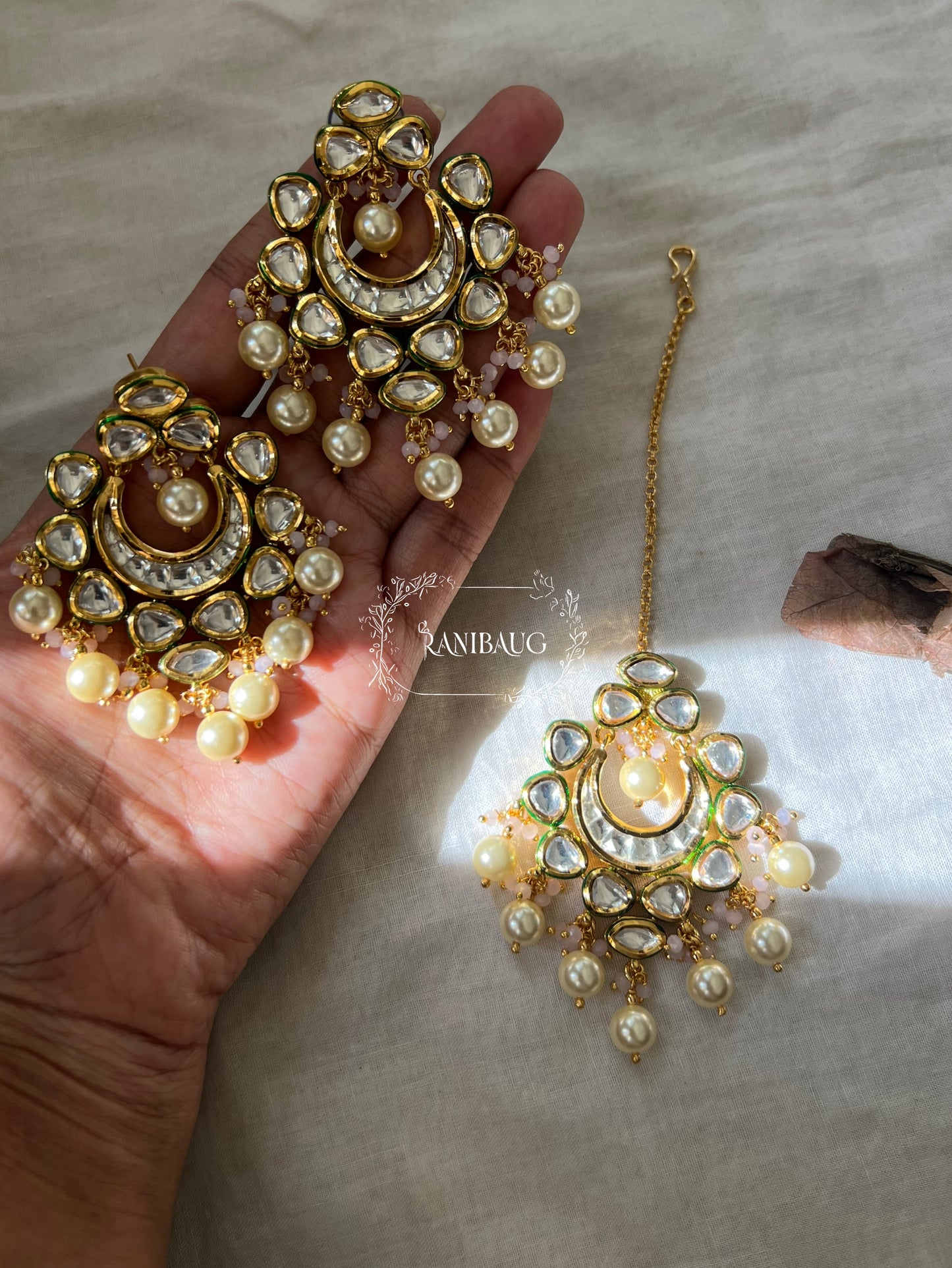Ruhi Moti Kundan Designer Gold Earrings For Women | Ranibaug