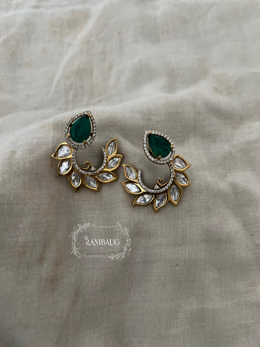 Ruja Leaf Cuff Style Gold Finish Ear Studs By Ranibaug