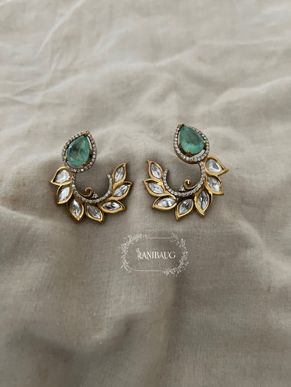 Ruja Leaf Cuff Style Gold Finish Ear Studs By Ranibaug